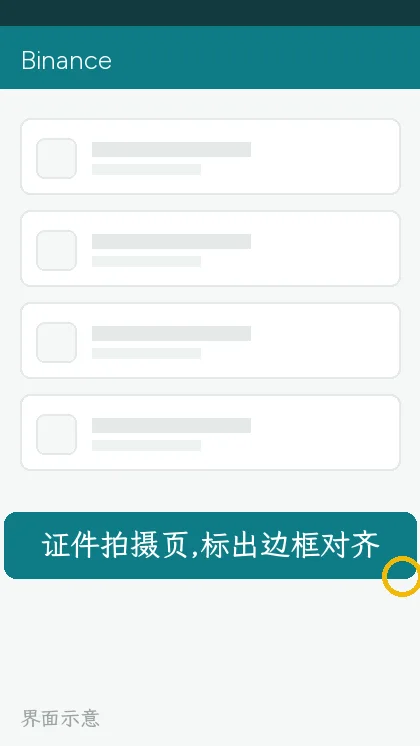 证件拍摄页,标出边框对齐提示(界面示意)